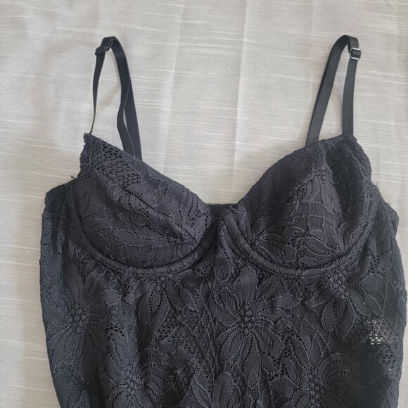 Fredericks of Hollywood Black Teddy Slip Lace Medium Nightie Grunge Whimsygoth - Picture 9 of 16